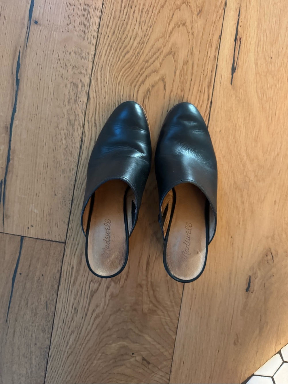 Madewell Black Leather Slip-On Mules